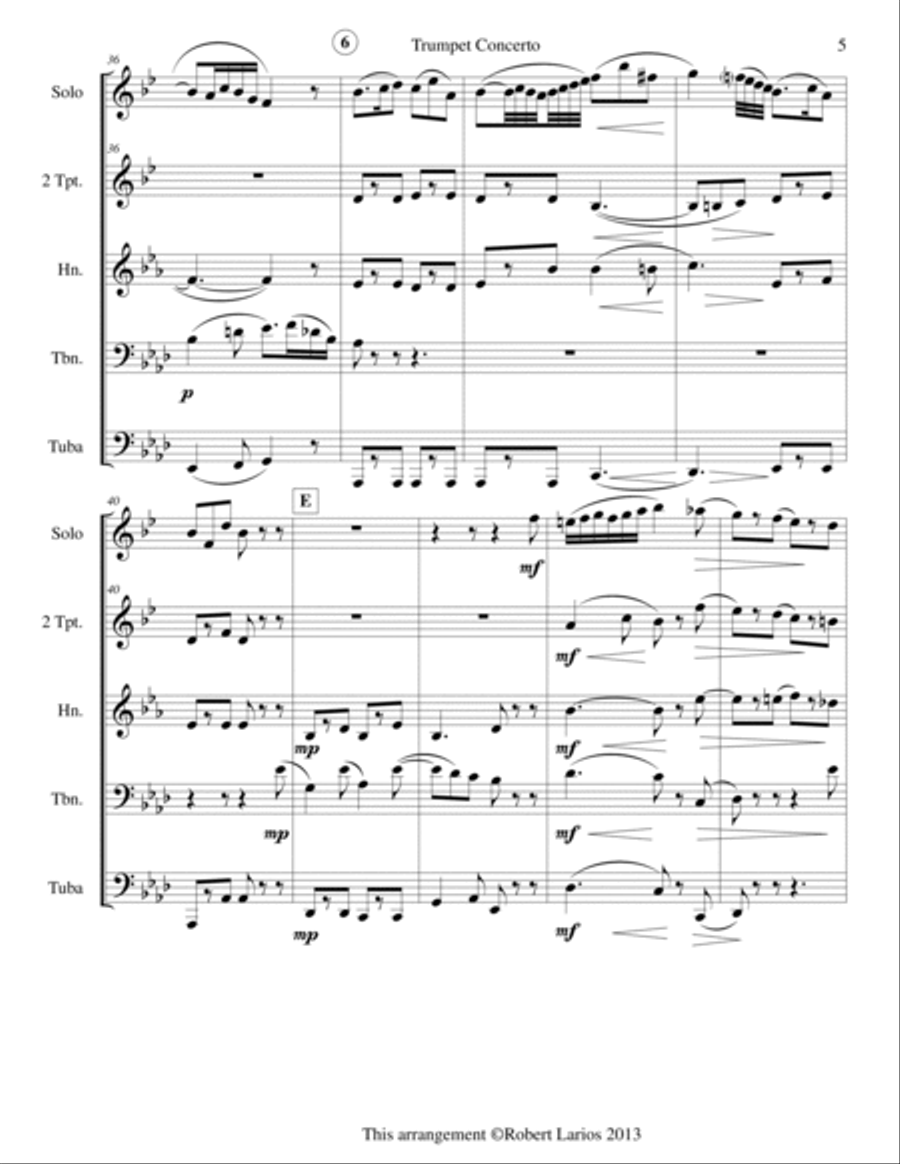 Andante from Concerto for Trumpet Brass Ensemble scores gallery preview page 5
