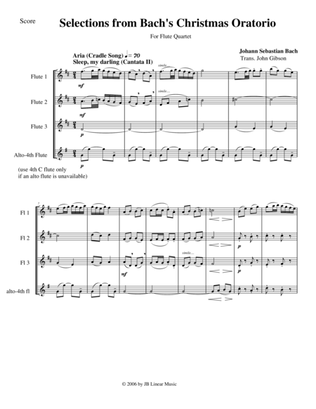 Bach's Christmas Oratorio Selections for Flute Quartet