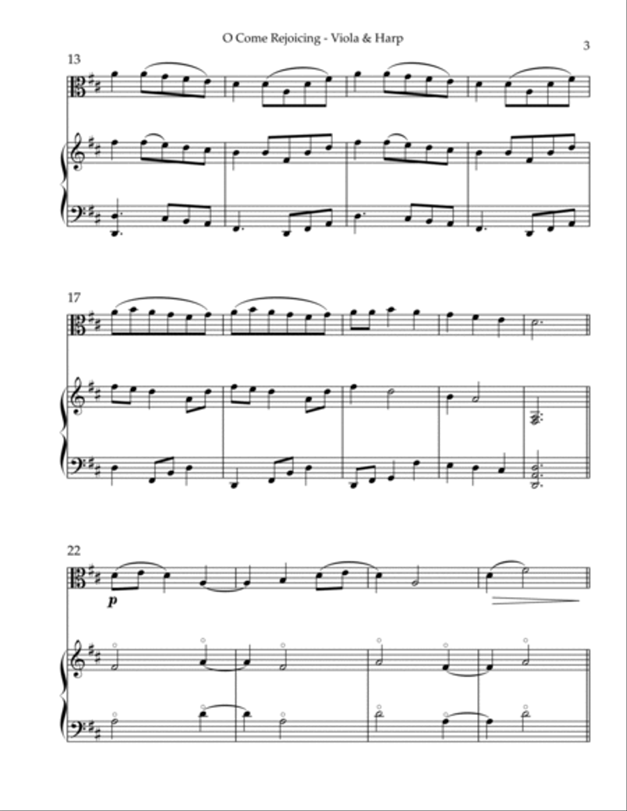O Come Rejoicing, Duet for Viola & Harp