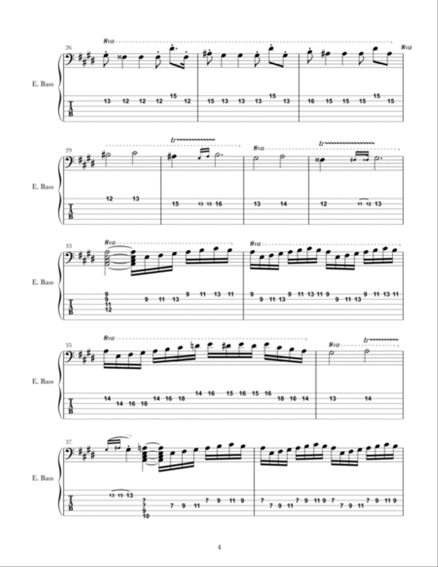 Moonlight Sonata, Third Movement, Op. 27 Bass Guitar scores gallery preview page 4