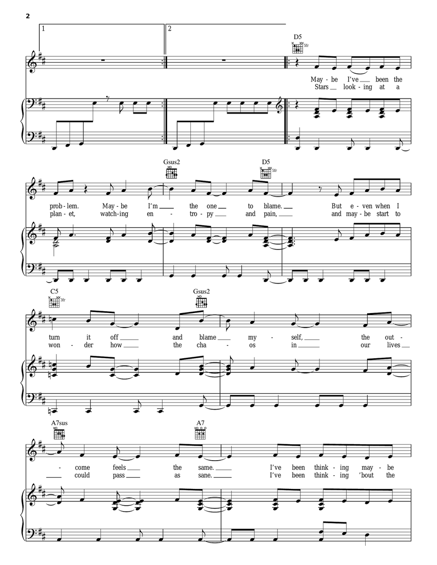 Stars Stars Piano, Vocal, Guitar scores gallery preview page 2