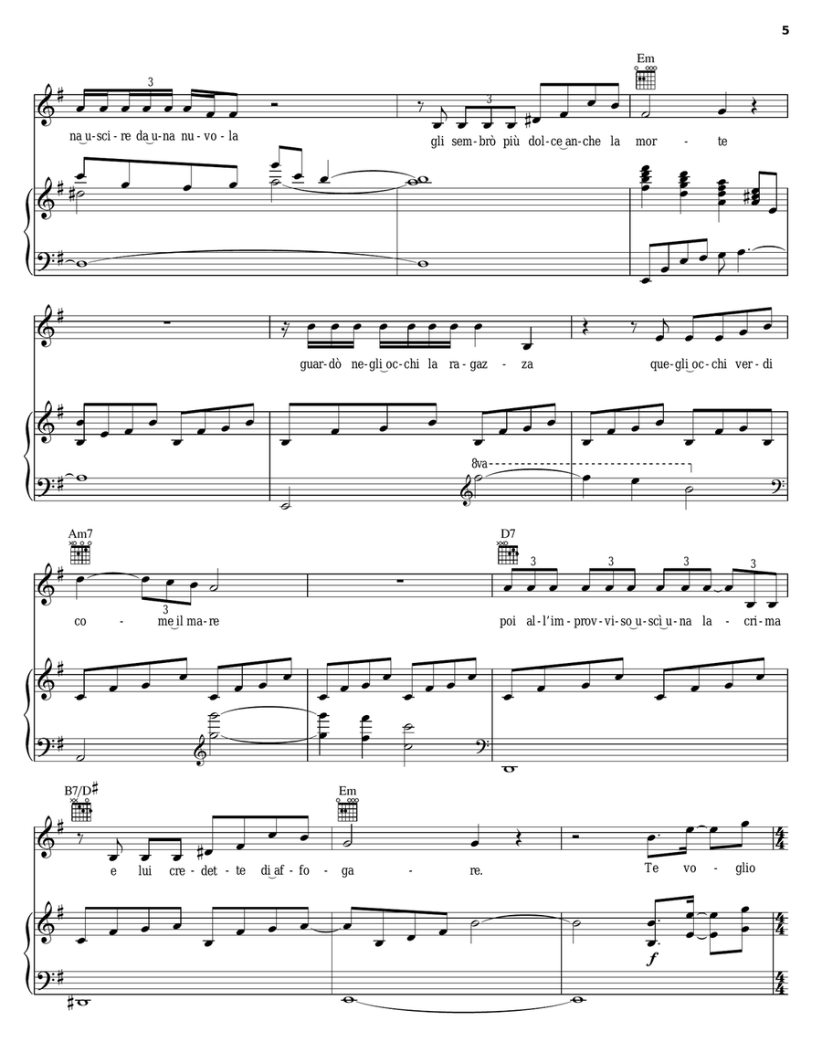Caruso Caruso Piano, Vocal, Guitar scores gallery preview page 5