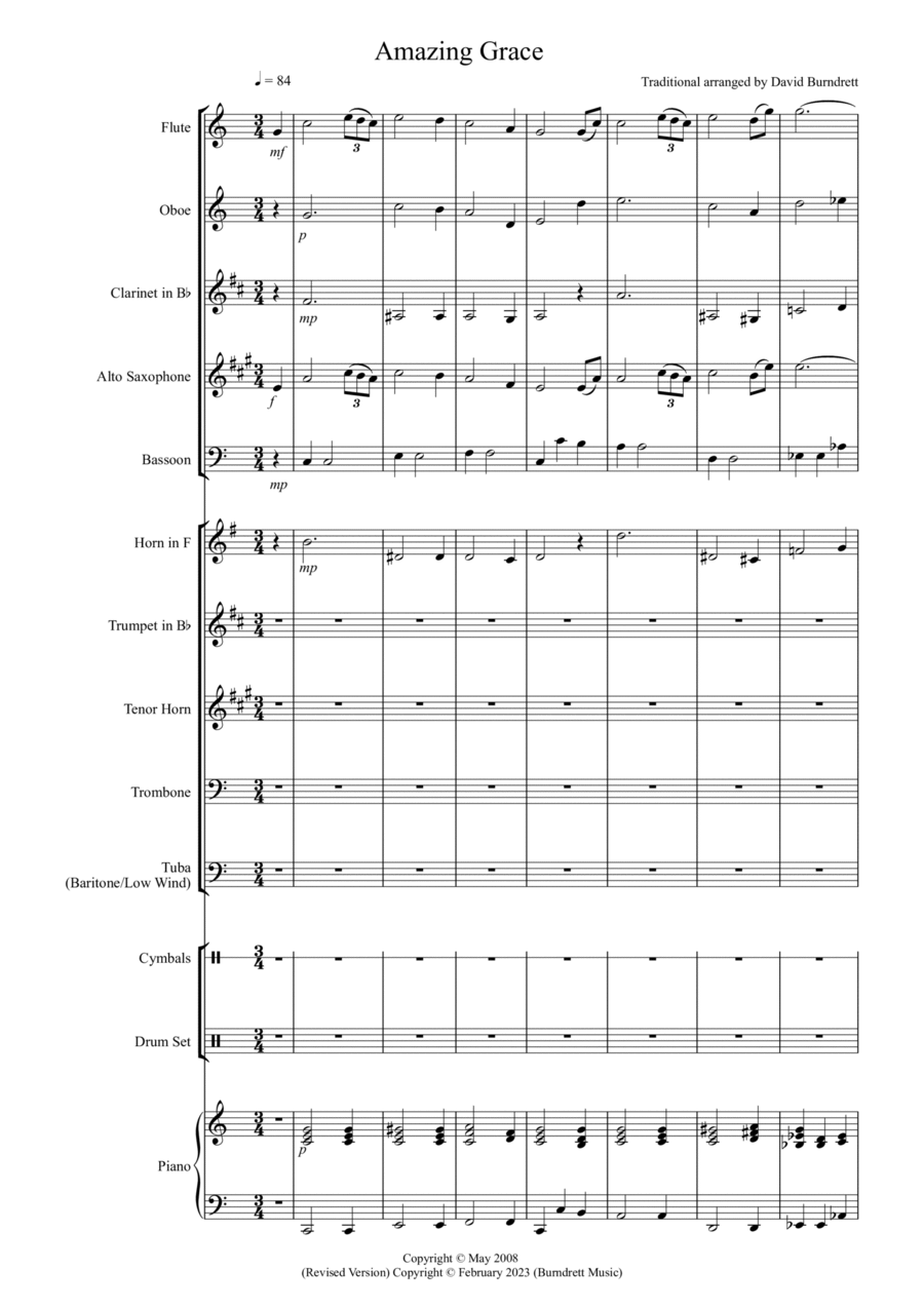 Amazing Grace for School Wind Band Concert Band scores gallery preview page 1