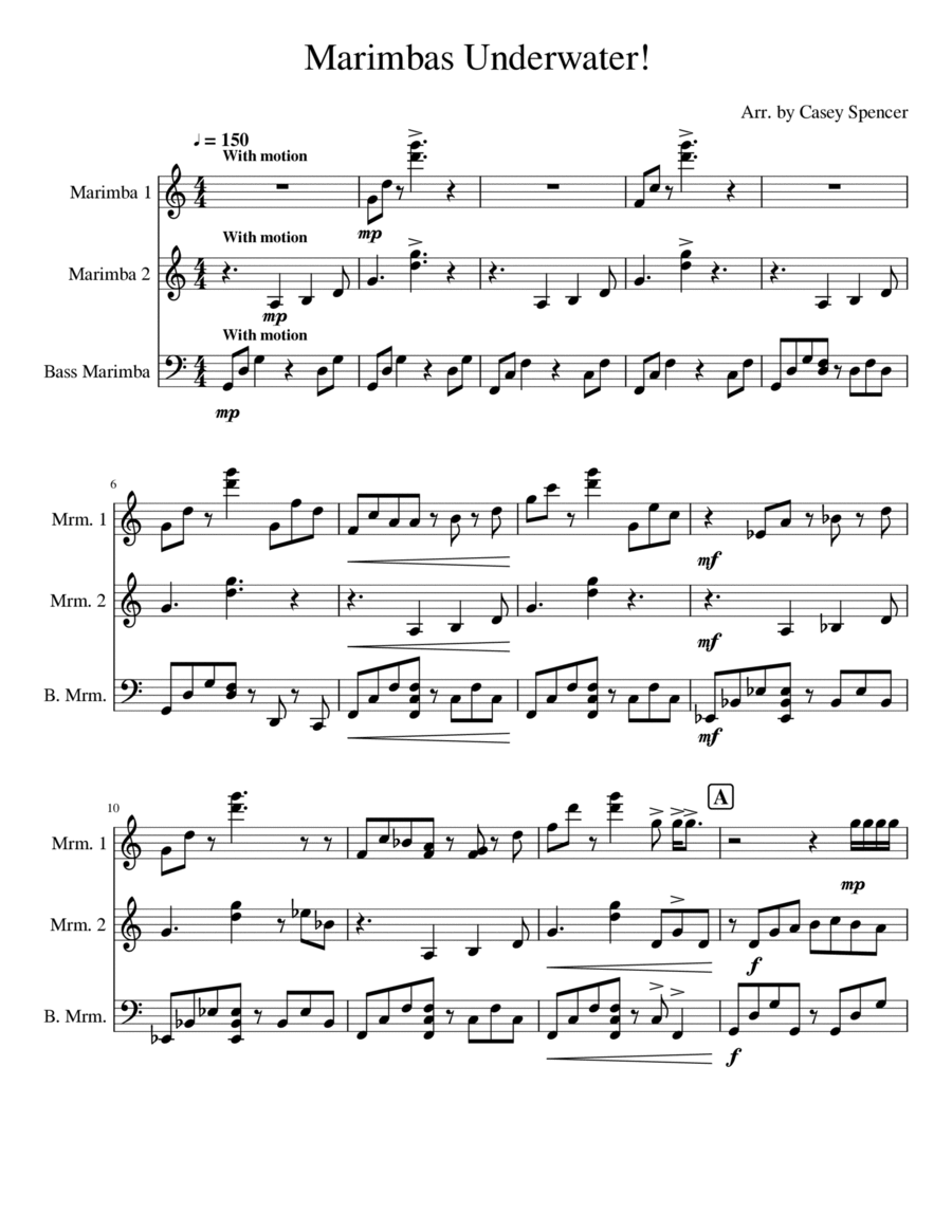 Dire, Dire, Docks - For Marimba Trio Percussion Ensemble scores gallery preview page 1