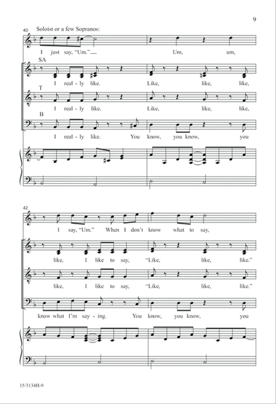 Like, I Like to Say Like 4-Part scores gallery preview page 9