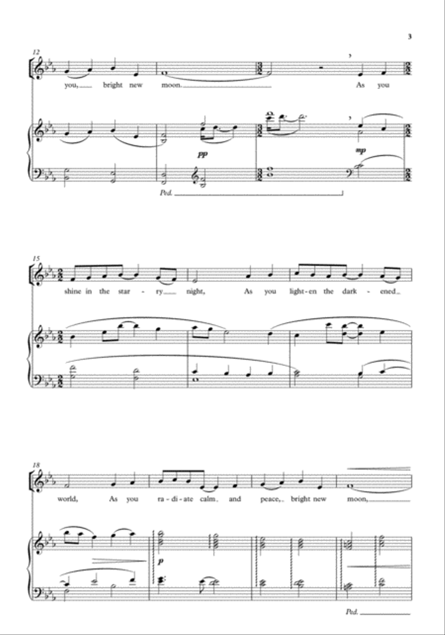 Song to the Moon Unison Choir scores gallery preview page 3
