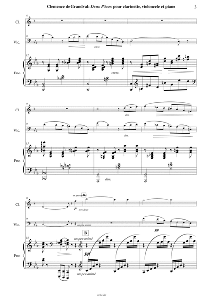 Clémence de Grandval: Deux Pièces: Romance et Gavotte for Bb clarinet, violoncello and piano