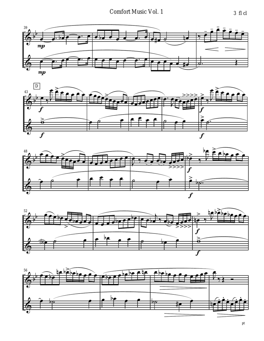 Comfort Music for Flute and Clarinet duet Woodwind Duet scores gallery preview page 3
