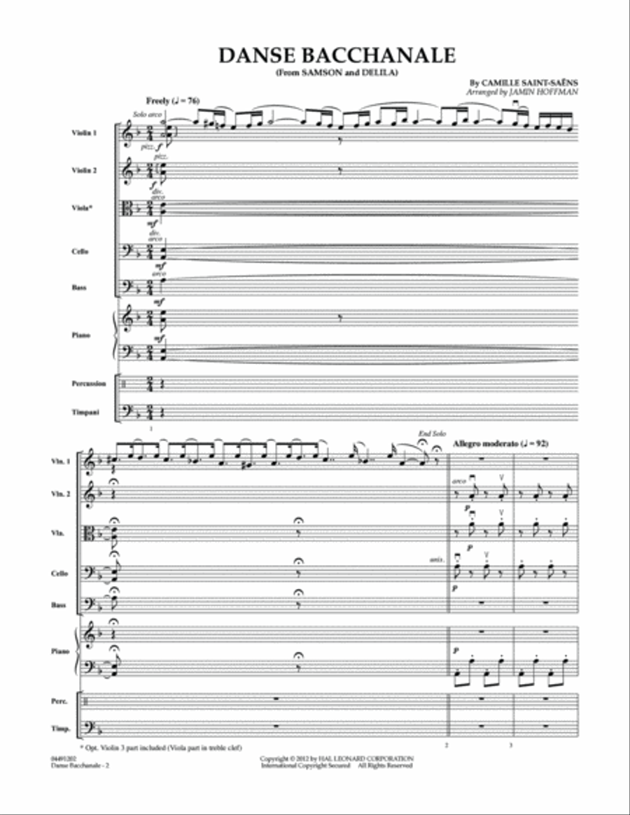 Danse Bacchanale (from Samson And Delila) - Conductor Score (Full Score)