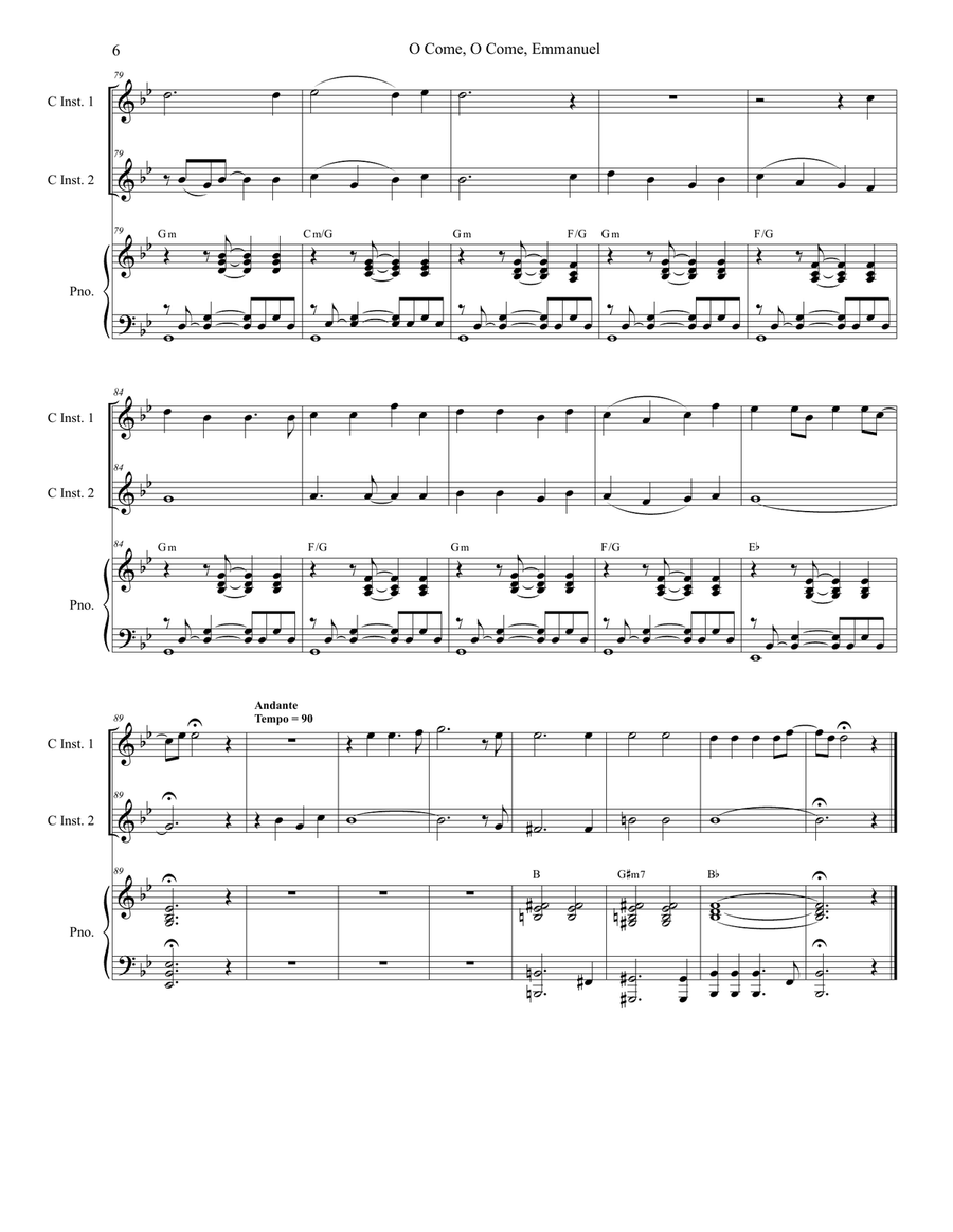 O Come, O Come, Emmanuel (Duet for C-Instruments) Piano scores gallery preview page 6