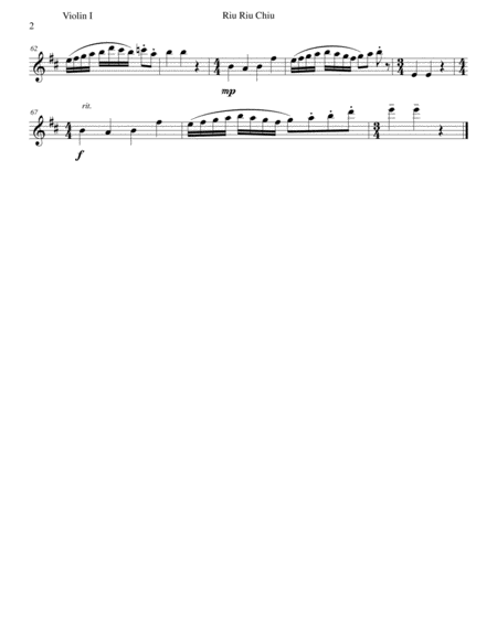 Riu Riu Chiu arranged for string quintet (2 violins, 2 violas, 1 cello) image number null