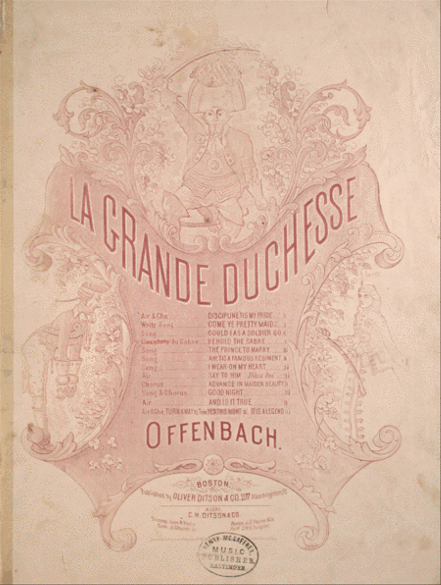 La Grande Duchesse. Couplets du Sabre. (Voici le Sabre de Mon Pere) Voice scores gallery preview page 1