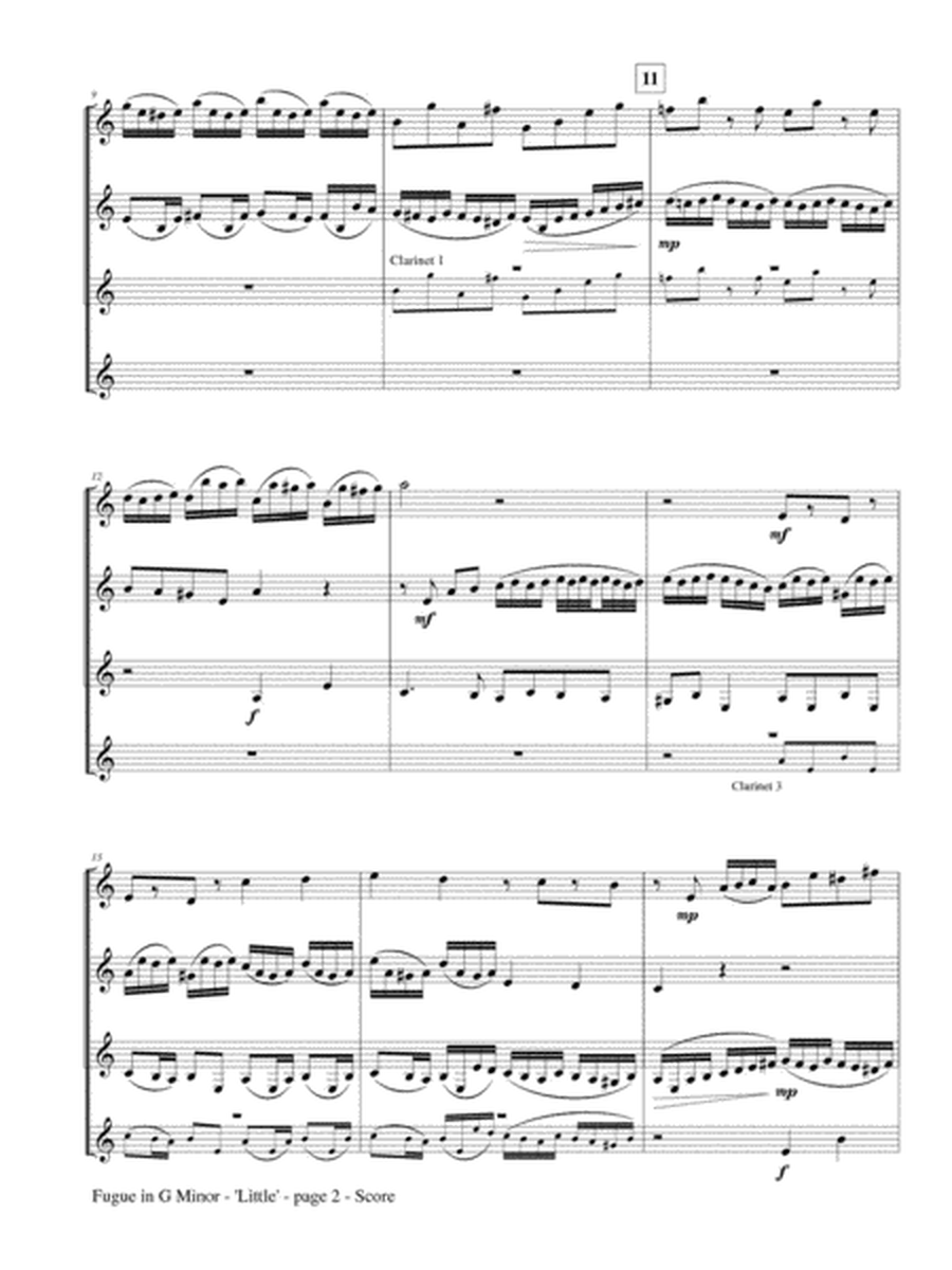 Fugue in G minor — ’Little' for Clarinet Quartet
