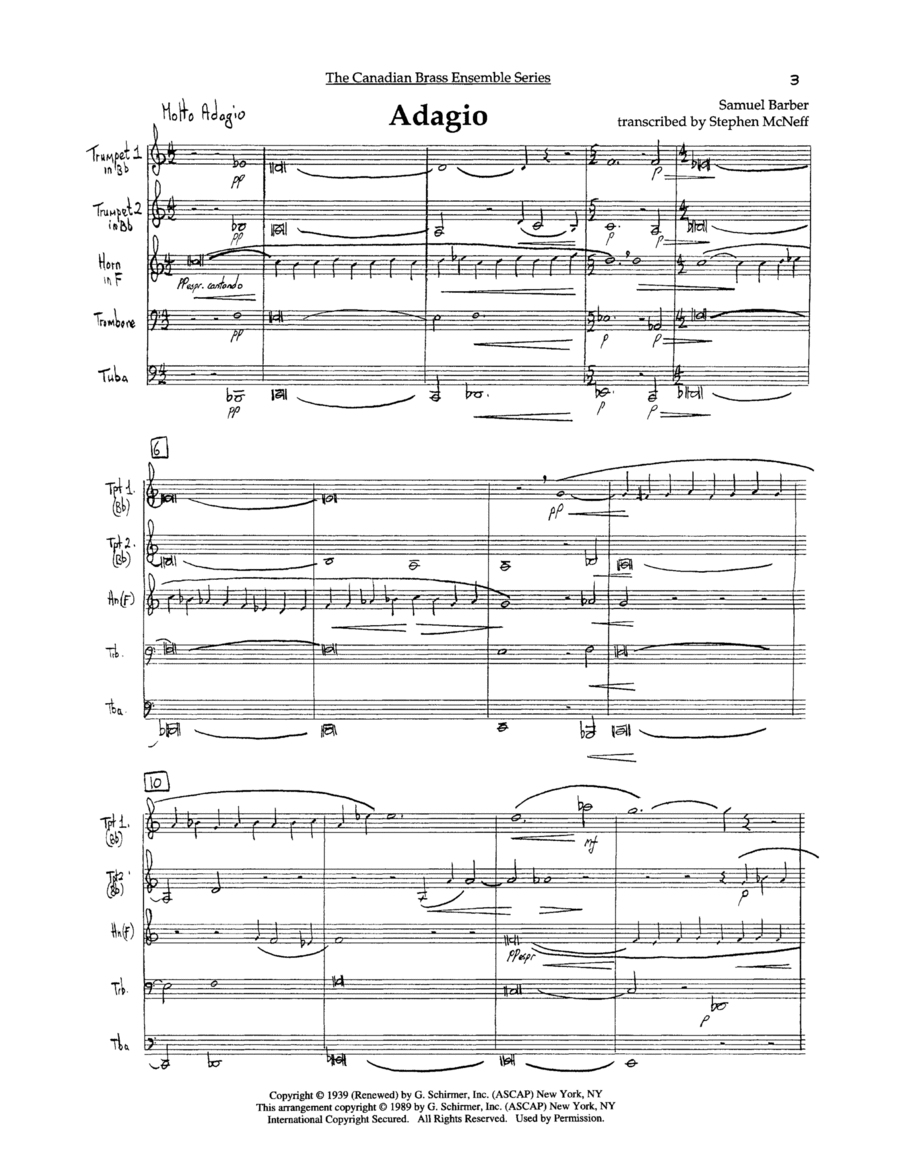 Adagio (Adagio For Strings) - Full Score String Orchestra scores gallery preview page 1