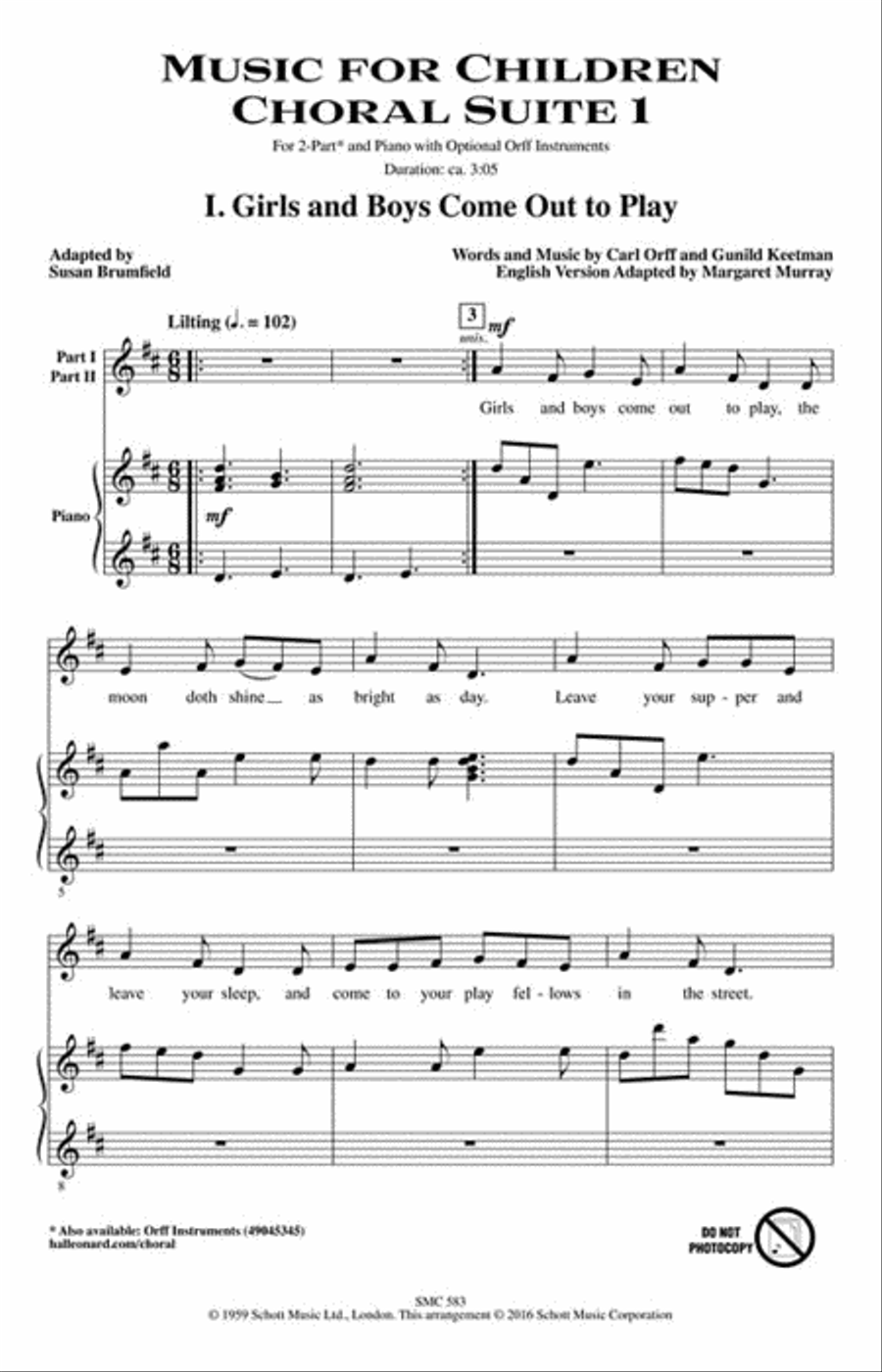 Music for Children Unison Choir scores gallery preview page 2