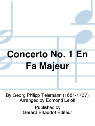Book cover for Concerto No. 1 En Fa Majeur