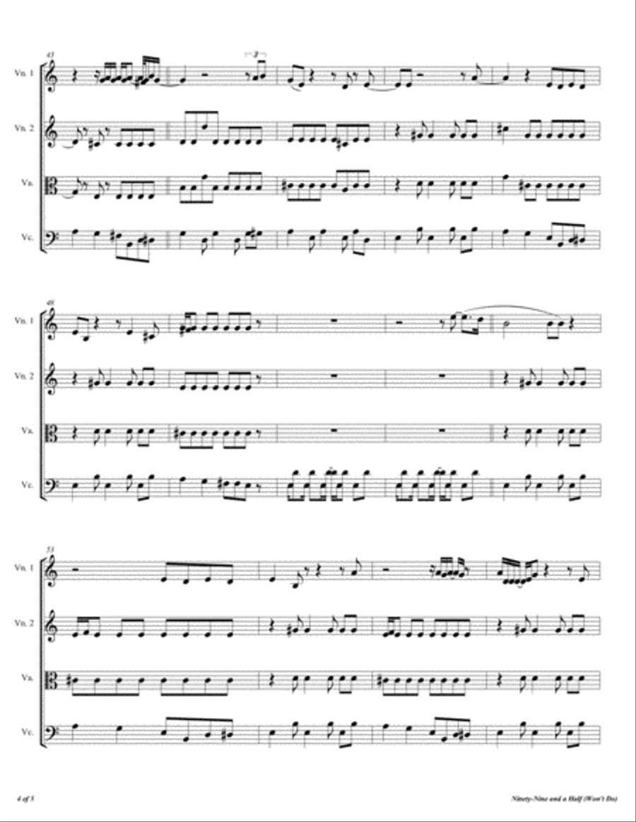 Ninety-Nine And A Half (Won't Do) String Quartet scores gallery preview page 5