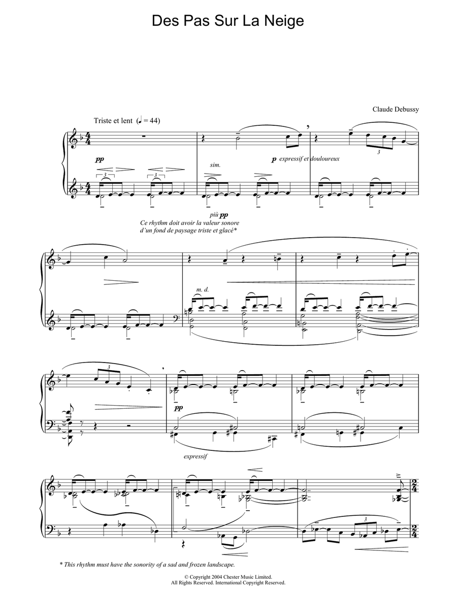 Des Pas Sur La Neige Des Pas Sur La Neige Piano Solo scores gallery preview page 1