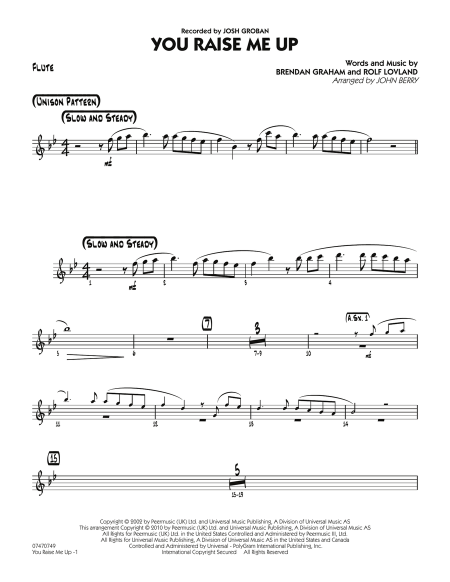 You Raise Me Up - Flute Jazz Ensemble scores gallery preview page 1