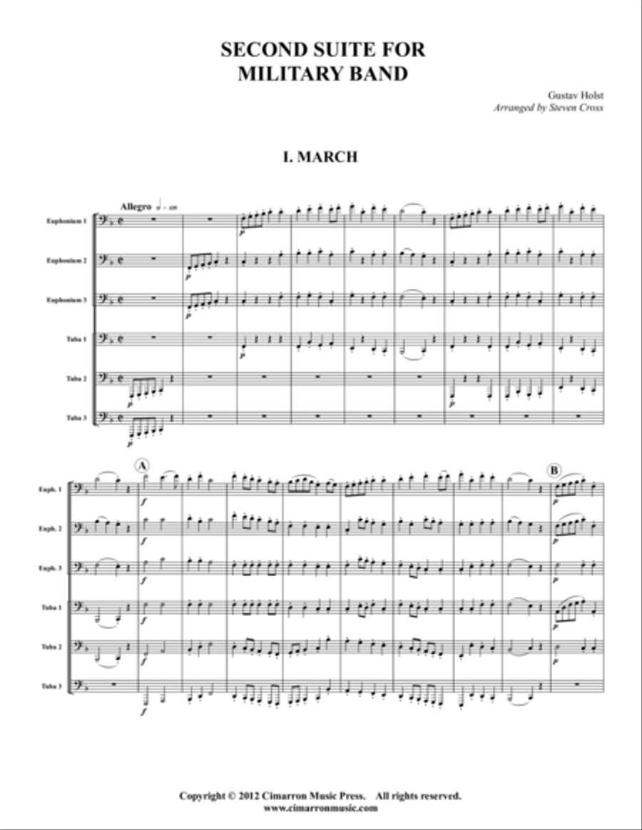 Second Suite for Military Band Euphonium scores gallery preview page 1