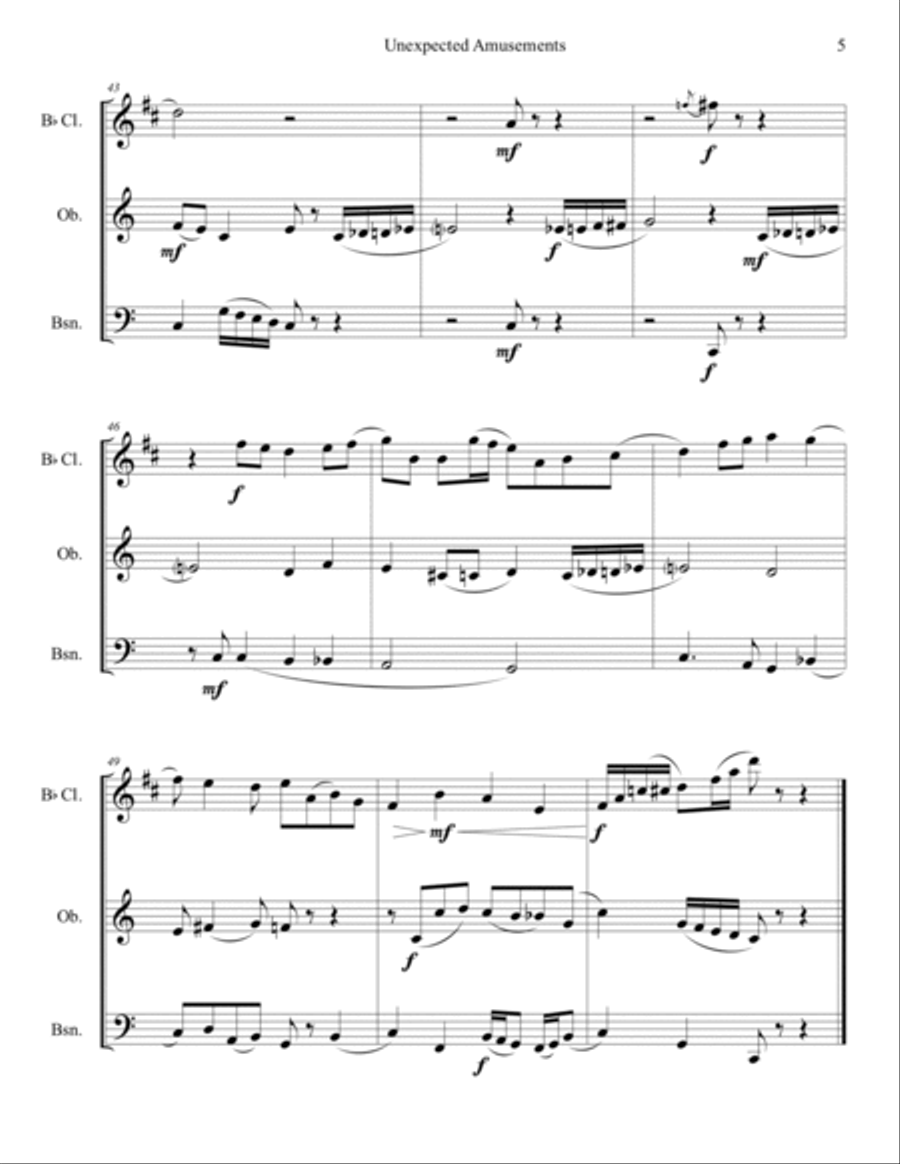 Unexpected Amusements Facilitating Hijinks of Chaotic Invention Woodwind Trio scores gallery preview page 5