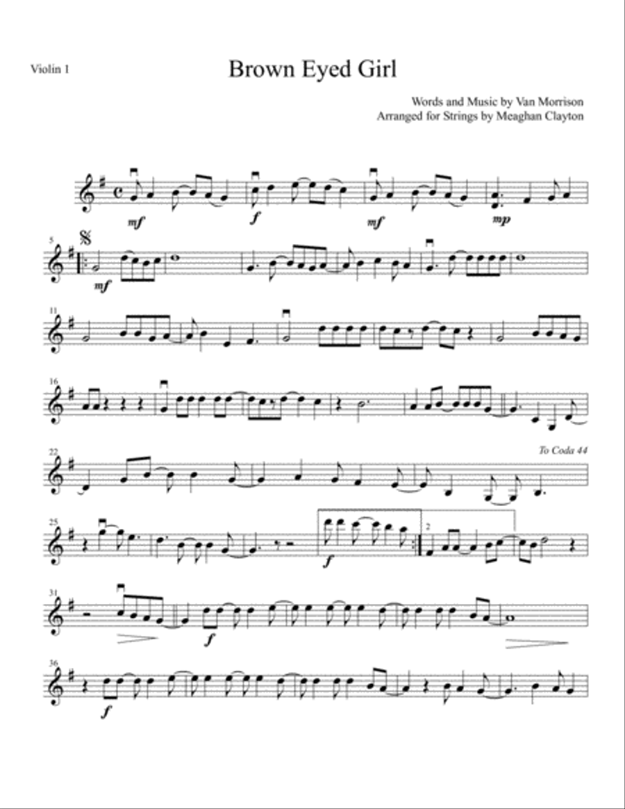 Brown Eyed Girl Violin Solo scores gallery preview page 2