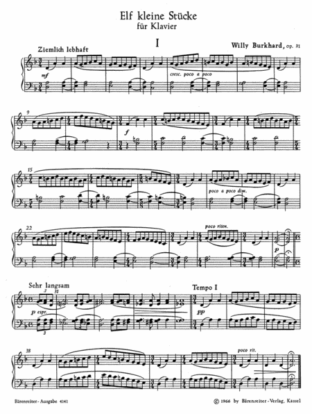 Elf kleine Stuecke for Piano op. 31