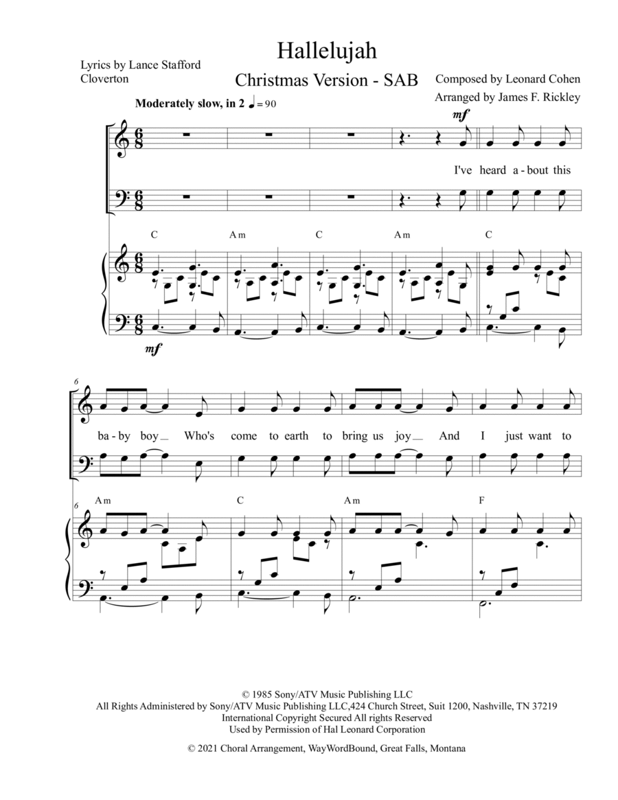 Hallelujah 3-Part scores gallery preview page 1