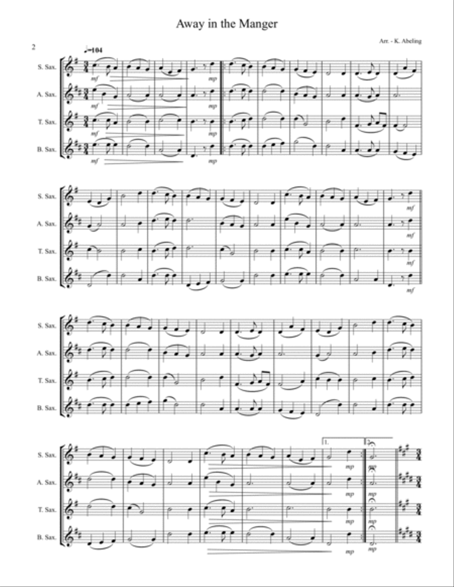 20 Traditional Christmas Carols Volume I (for Saxophone Quartet SATB or AATB) Saxophone Quartet scores gallery preview page 3
