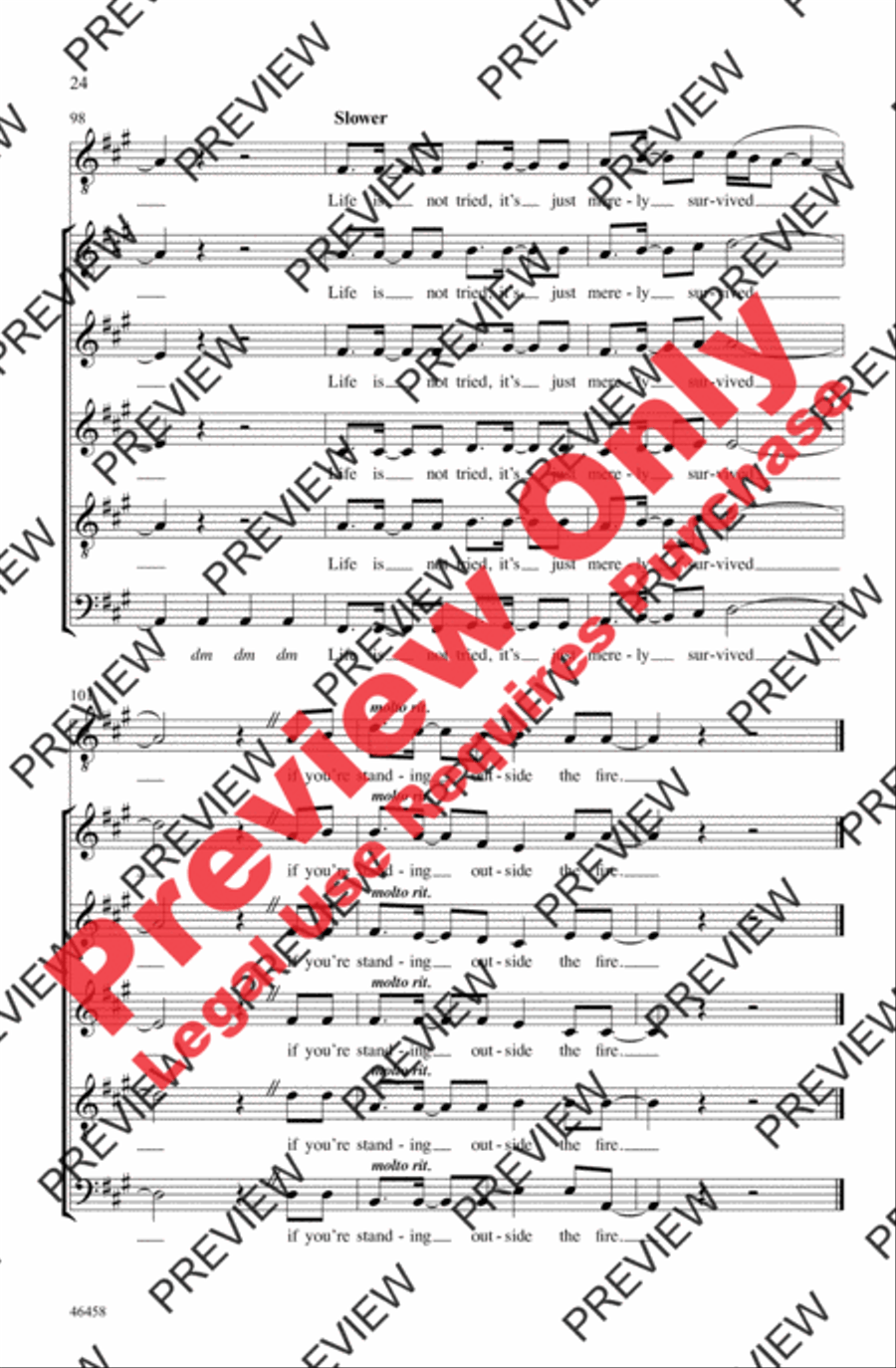 Standing Outside the Fire 4-Part scores gallery preview page 24