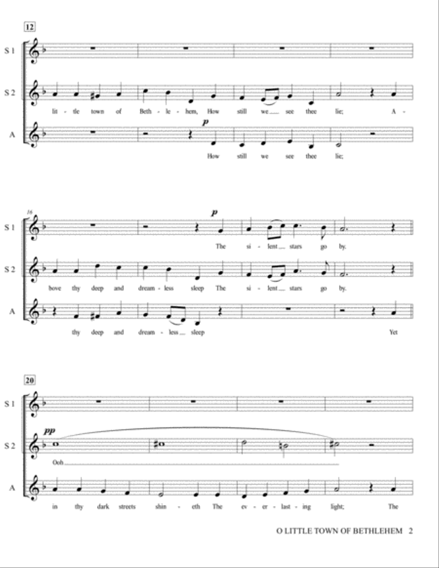 O Little Town of Bethlehem - SSA A Cappella SSA scores gallery preview page 3
