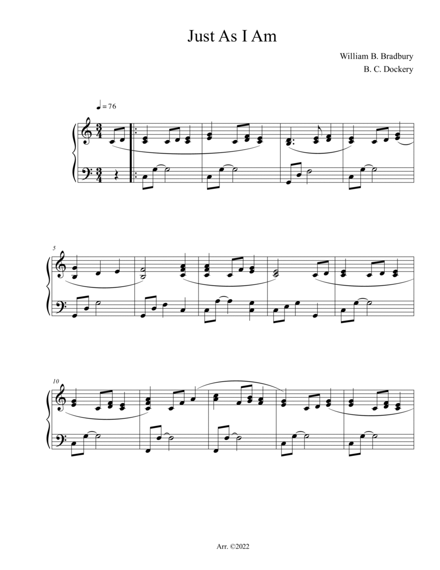Just As I Am (Piano Solo) Piano Solo scores gallery preview page 1