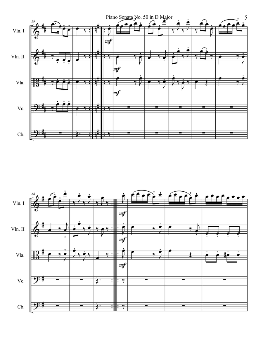 Piano Sonata in D major, Hob.XVI:37, Movement 3 String Orchestra scores gallery preview page 5