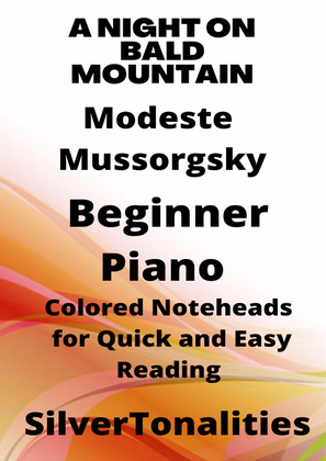 Book cover for A Night on Bald Mountain Beginner Piano Sheet Music with Colored Notation
