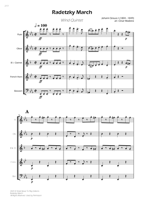 Radetzky March - Wind Quintet (Full Score) - Score Only