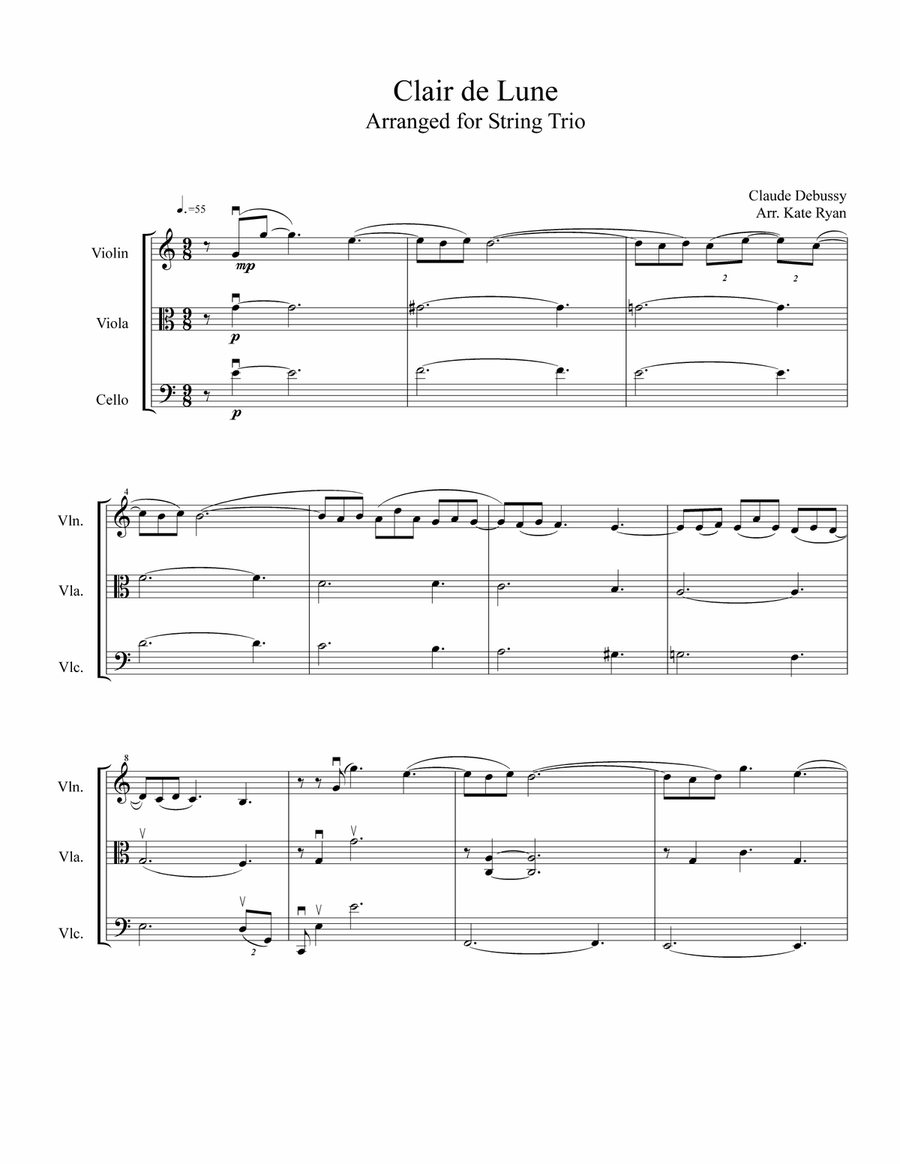 Clair de Lune (String Trio) String Trio scores gallery preview page 2