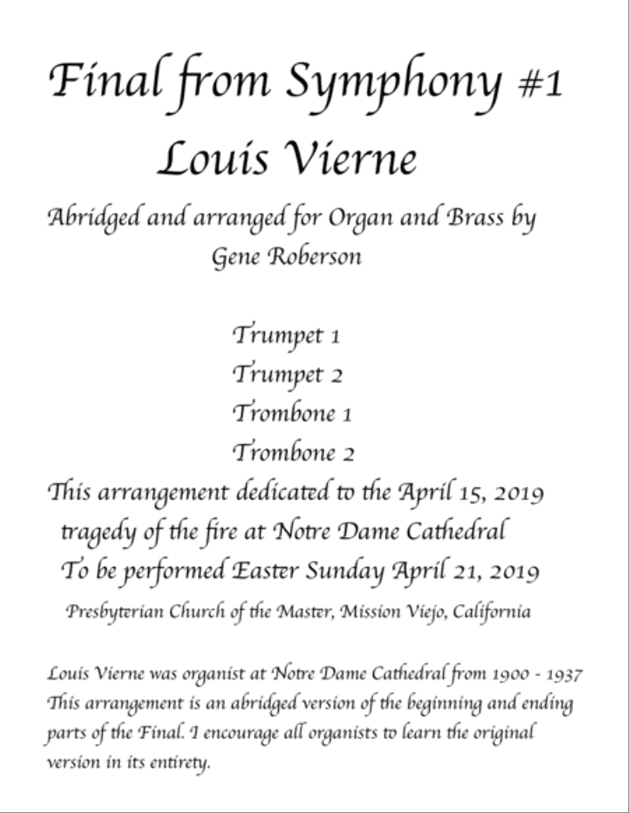 FINAL from Vierne Organ Symphony with Brass Small Ensemble scores gallery preview page 1