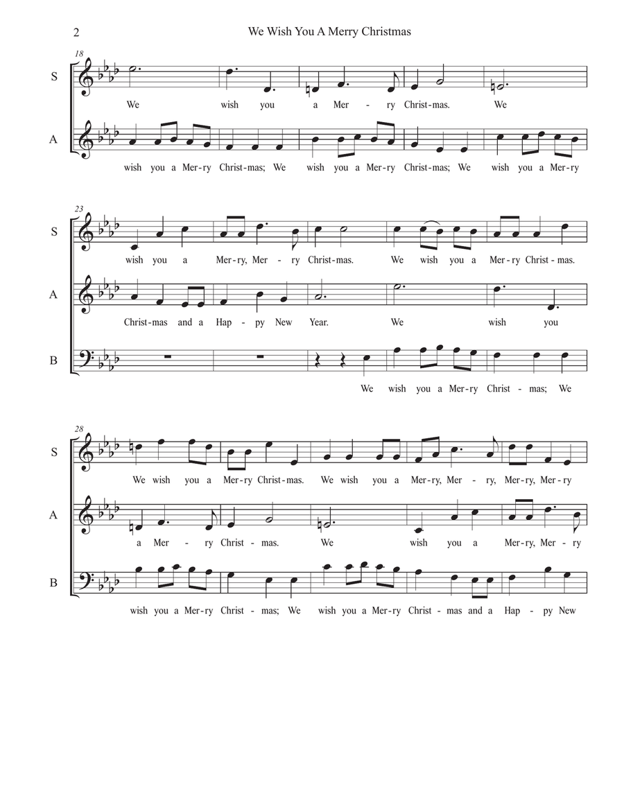 We Wish You A Merry Christmas (Canon) (SAB) 3-Part scores gallery preview page 2
