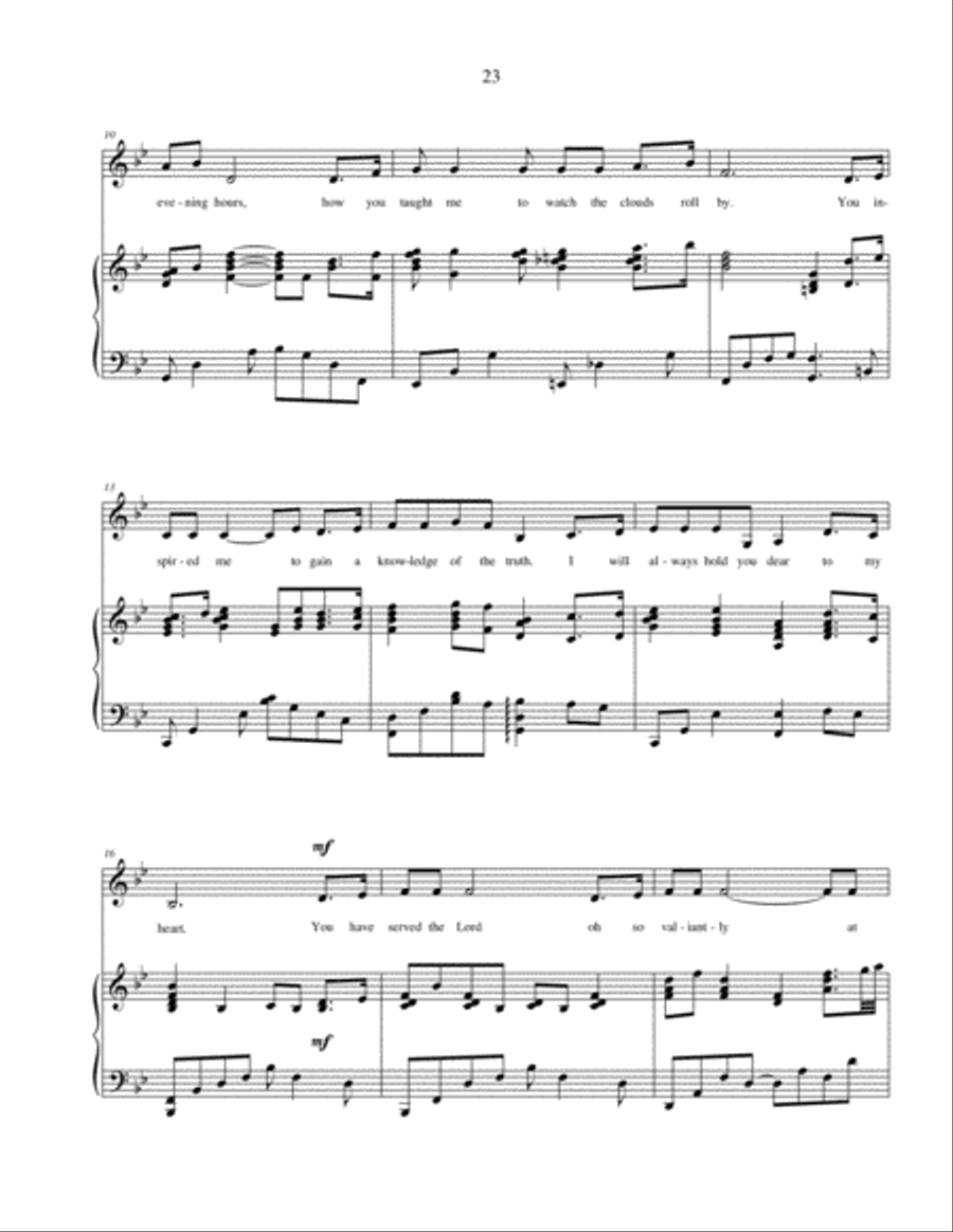 My Dear Father - original Father's Day vocal solo Unison Choir scores gallery preview page 3