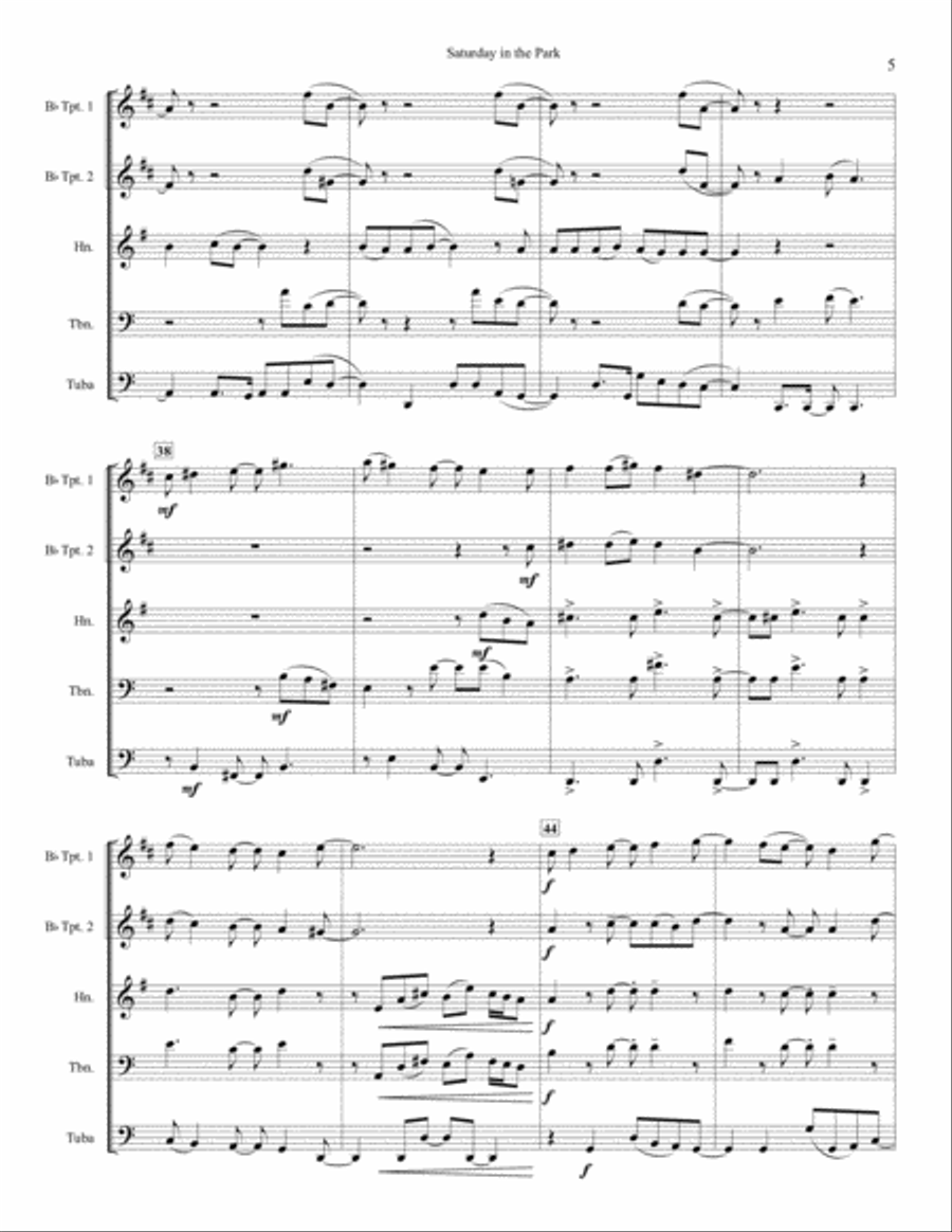 Saturday In The Park Brass Quintet scores gallery preview page 5