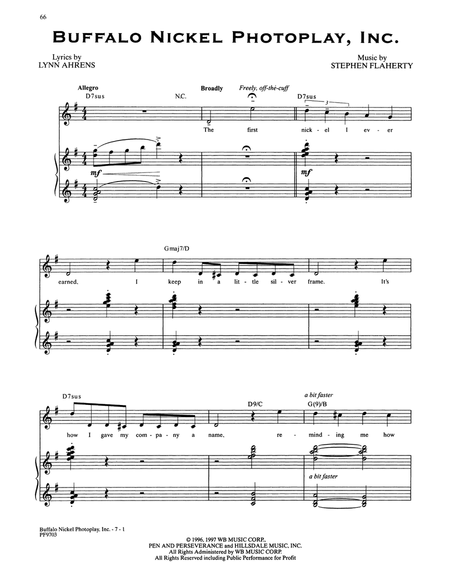 Buffalo Nickel Photoplay (from Ragtime: The Musical) Piano, Vocal scores gallery preview page 1