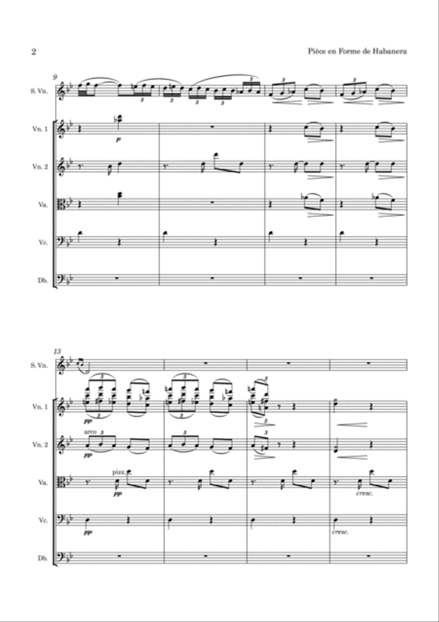 Ravel Pièce en Forme de Habanera String Orchestra scores gallery preview page 3