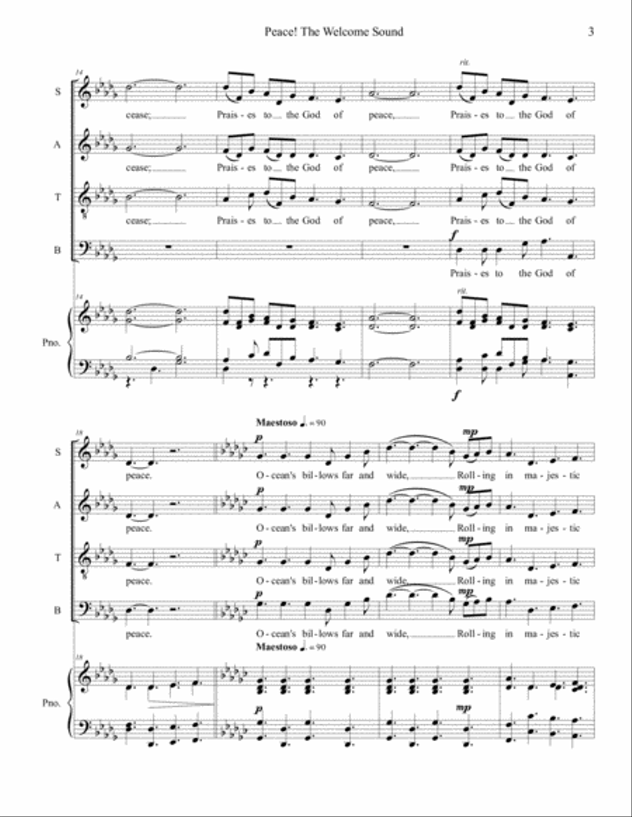 Peace! The Welcome Sound Peace! The Welcome Sound 4-Part scores gallery preview page 3