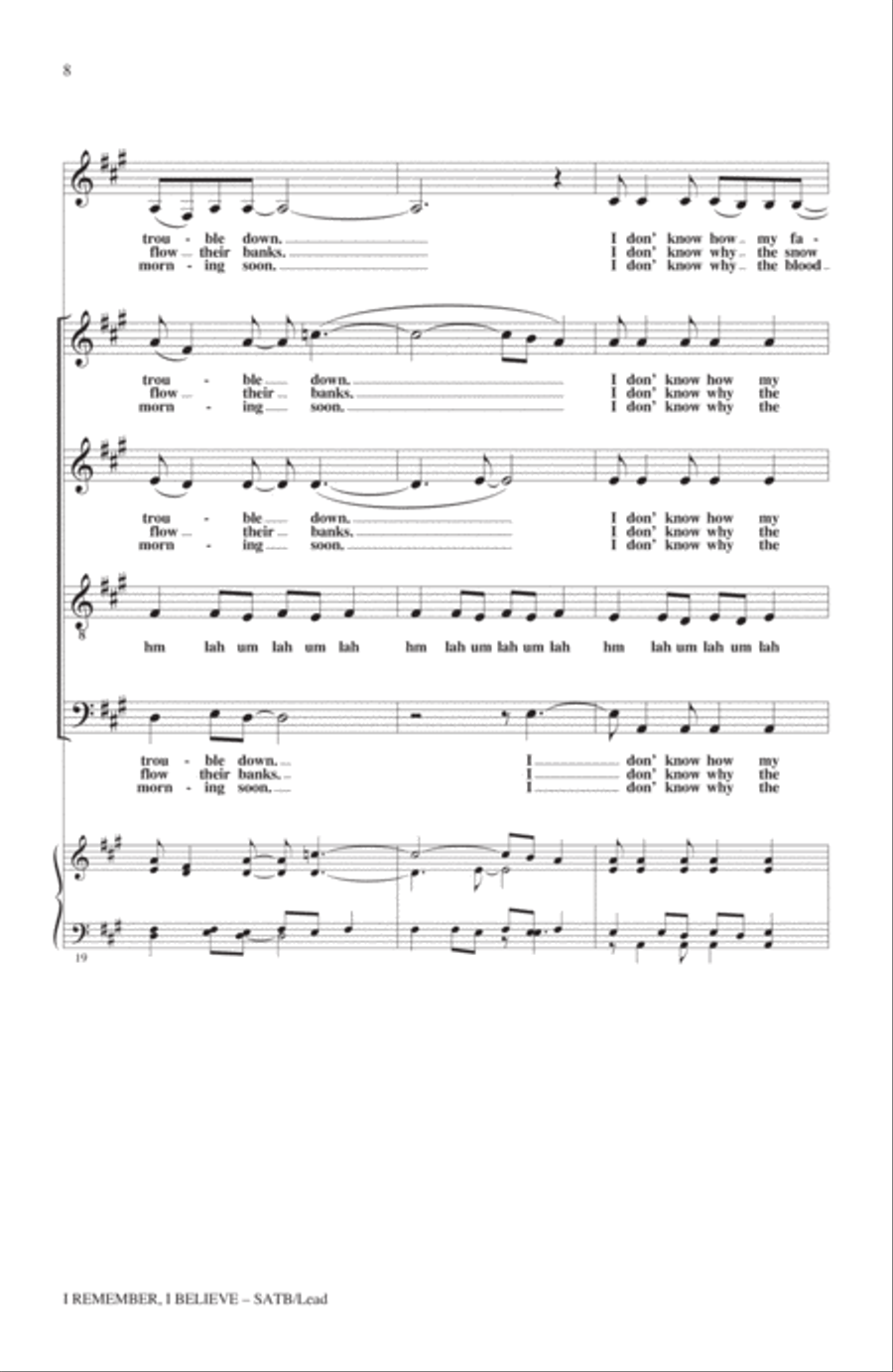 I Remember, I Believe 4-Part scores gallery preview page 5