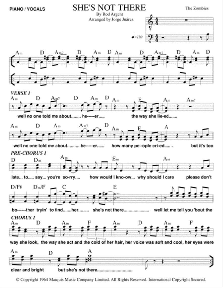 She's Not There Voice scores gallery preview page 1