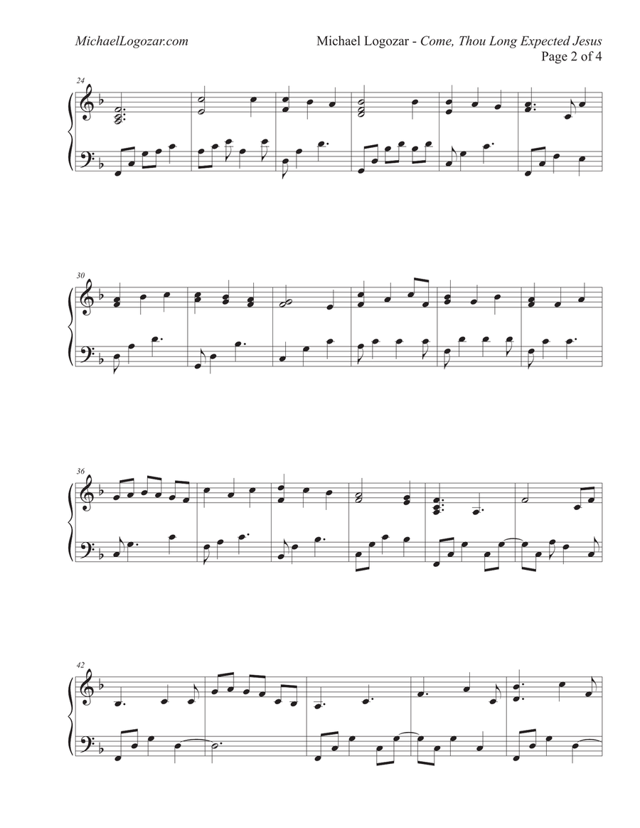 Come Thou Long Expected Jesus Piano Solo scores gallery preview page 2