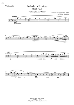 Prelude in E minor by Chopin - Cello and Piano (Individual Parts)