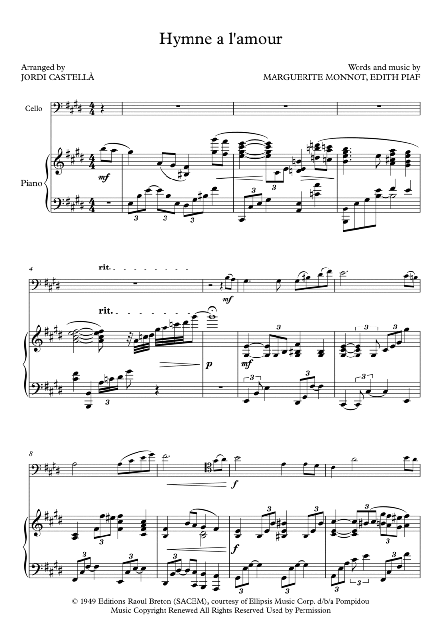 Hymne A L'amour String Duet scores gallery preview page 1
