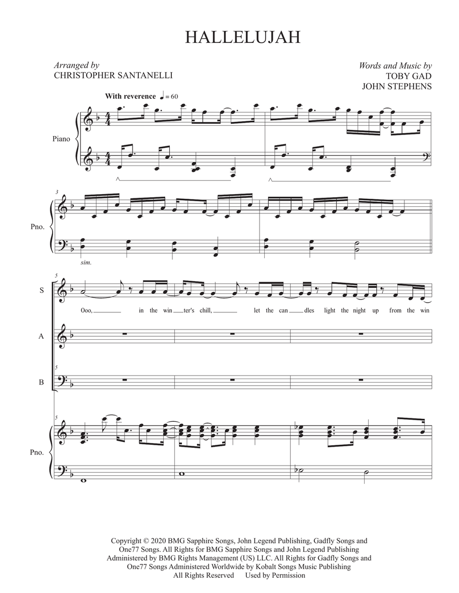 Hallelujah 3-Part scores gallery preview page 1