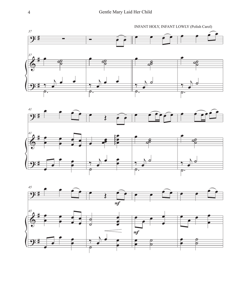 Gentle Mary Laid Her Child (Cello-Piano) Piano scores gallery preview page 4